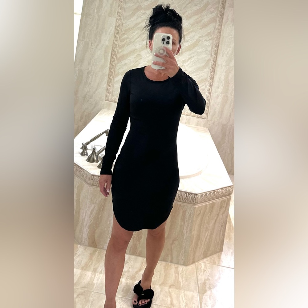 NWOT, Amazon fitted long sleeve black dress-S